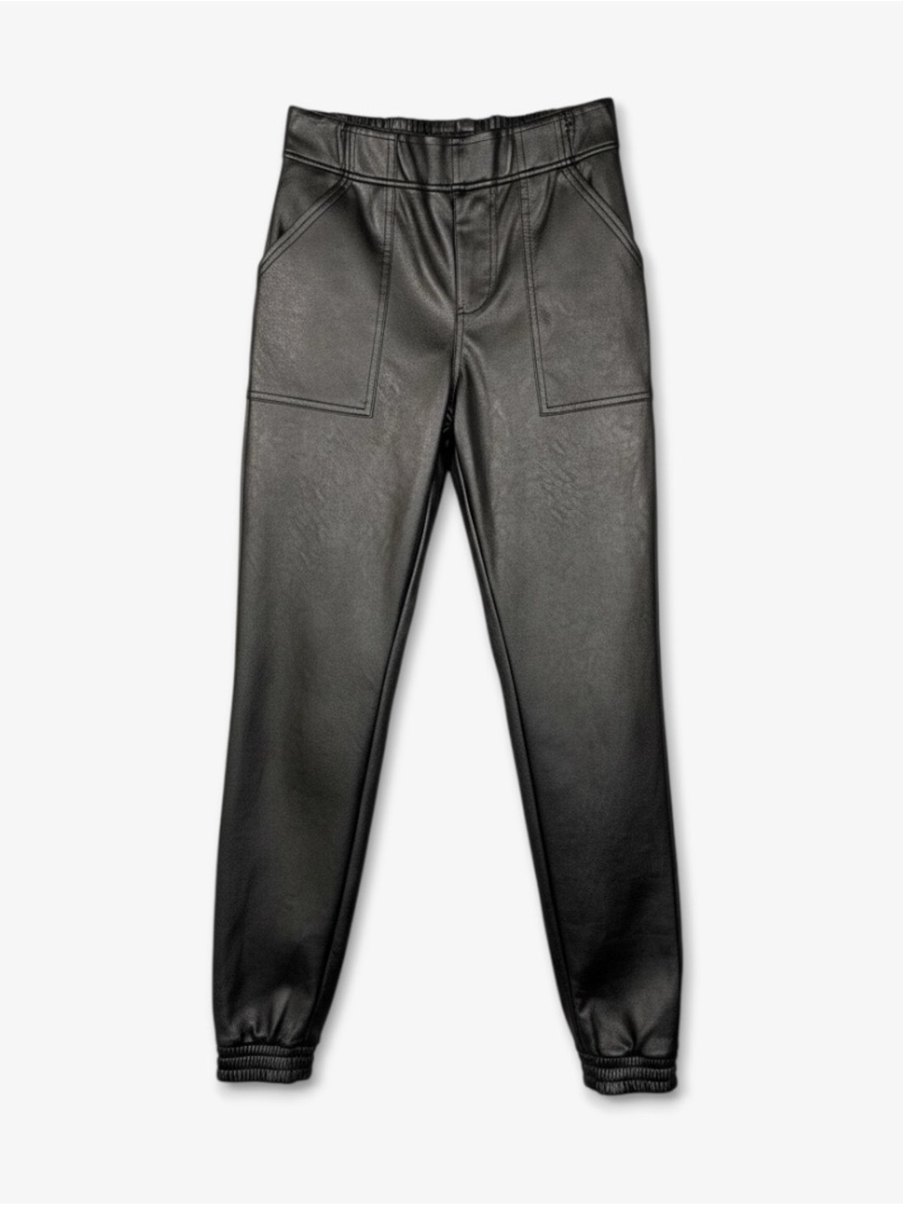 Spanx Leather Like Joggers Size S Black Tummy Control‎ Pull On Pockets Going Out